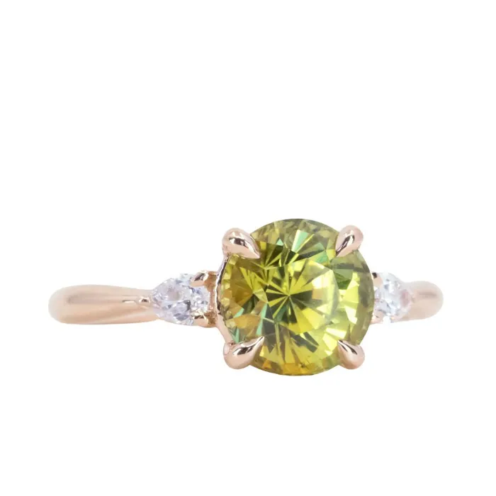 Rings 266ct Parti Madagascar Sapphire and Diamond Three Stone Ring in 14K Rose Gold JEWELMINE GEMS