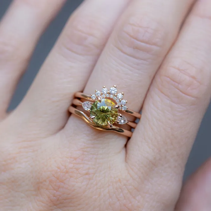 Rings 266ct Parti Madagascar Sapphire and Diamond Three Stone Ring in 14K Rose Gold JEWELMINE GEMS