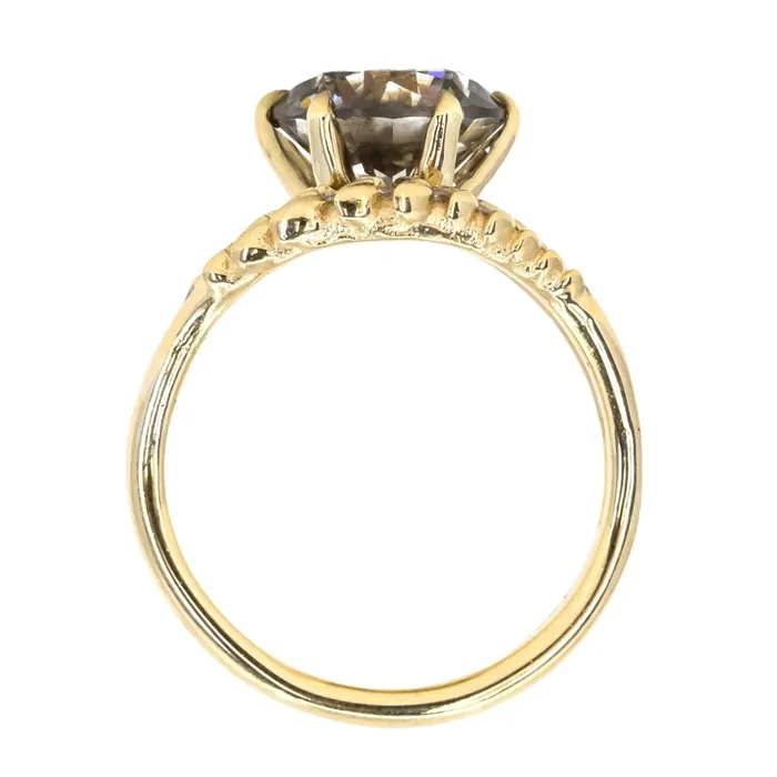 Rings 301ct Round Grey Diamond Double Curved Vine Prong Set Ring in 18k yellow gold Anueva Jewelry