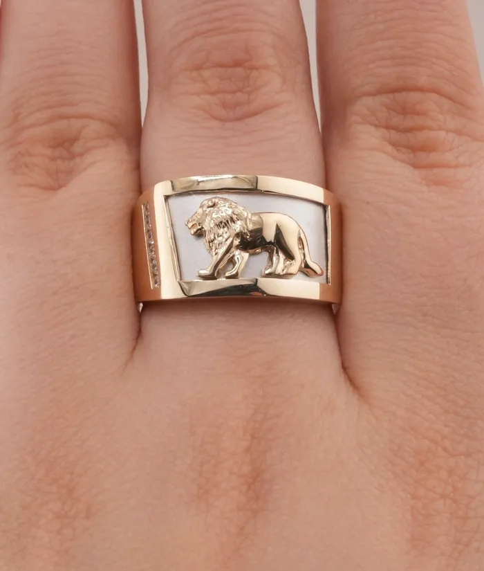 Rings AB and J 14K Gold Lion Mens Ring RG3085 Rings AB and J 14K Gold Lion Mens Ring RG3085