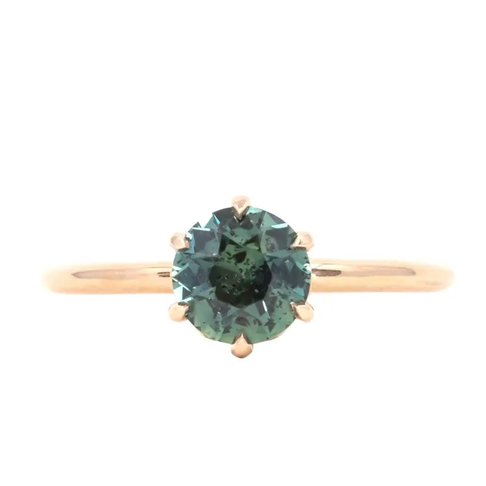Rings Anueva Jewelry 118ct Round Green Teal Madagascar Sapphire Lotus Six Prong Solitaire Ring in 18k Rose Gold Rings Anueva Jewelry 118ct Round Green Teal Madagascar Sapphire Lotus Six Prong Solitaire Ring in 18k Rose Gold