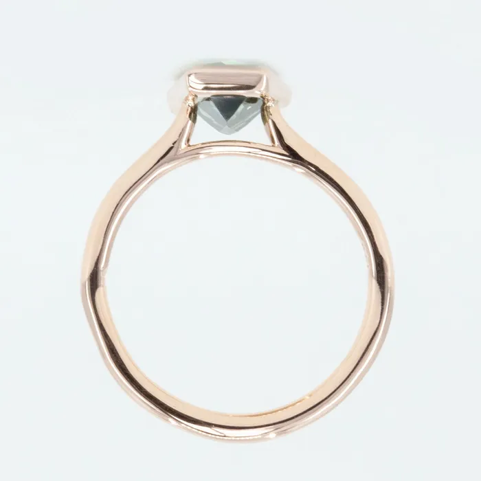 Rings Anueva Jewelry 211ct Geometric Montana Sapphire Contemporary Bezel Ring in 14k Rose Gold