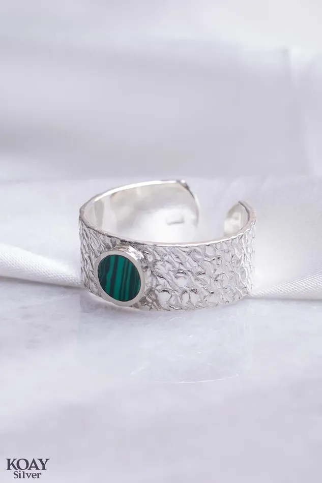 Rings KOAY Silver Store Barq Green Melacine Ring