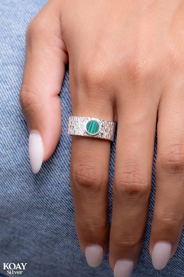 Rings KOAY Silver Store Barq Green Melacine Ring Rings KOAY Silver Store Barq Green Melacine Ring