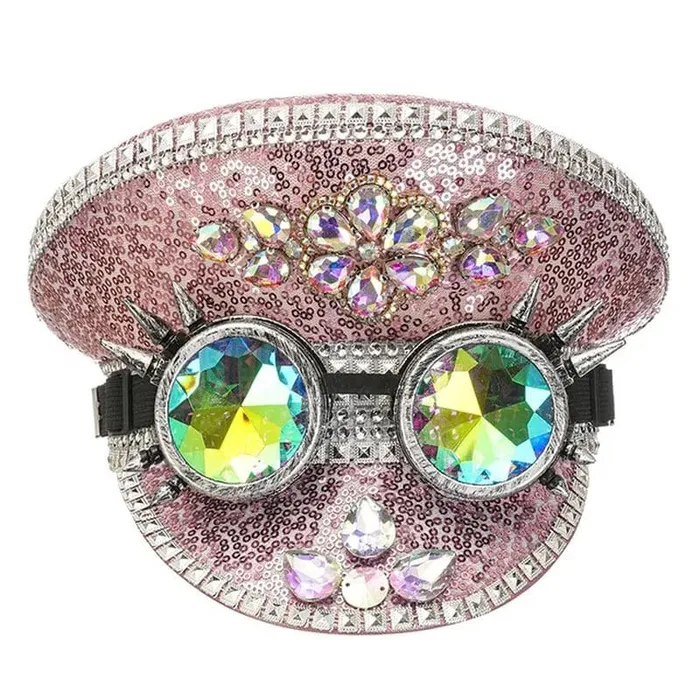 Rings Mabel Love Co Luxury Military Hat with Pink and Silver Sequinced
