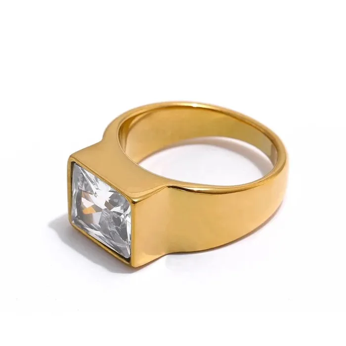 Rings Mabel Love Co Square Stone Gold Ring