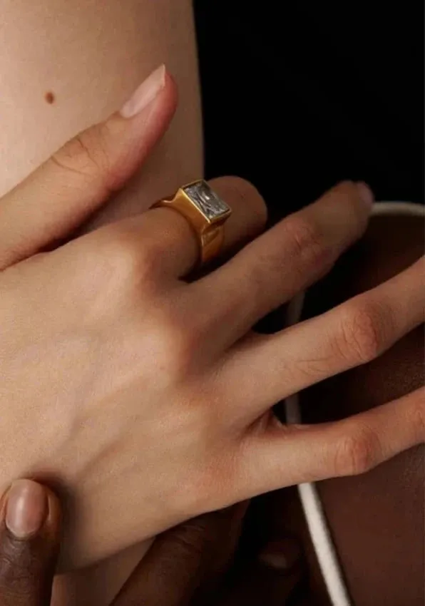 Rings Mabel Love Co Square Stone Gold Ring