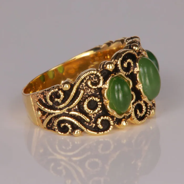 Rings Moriartys Gem Art 10K Yellow Gold Jade Ring