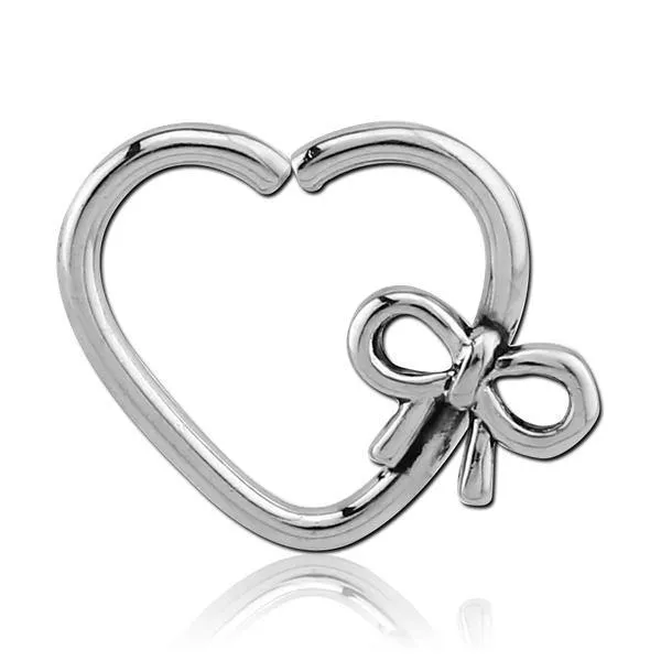 Rings Tulsa Body Jewelry Bow Heart Stainless Continuous Ring