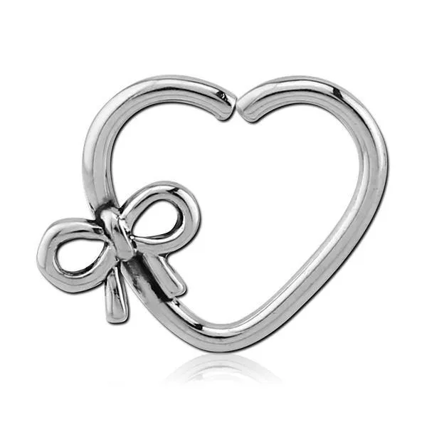 Rings Tulsa Body Jewelry Bow Heart Stainless Continuous Ring Rings Tulsa Body Jewelry Bow Heart Stainless Continuous Ring