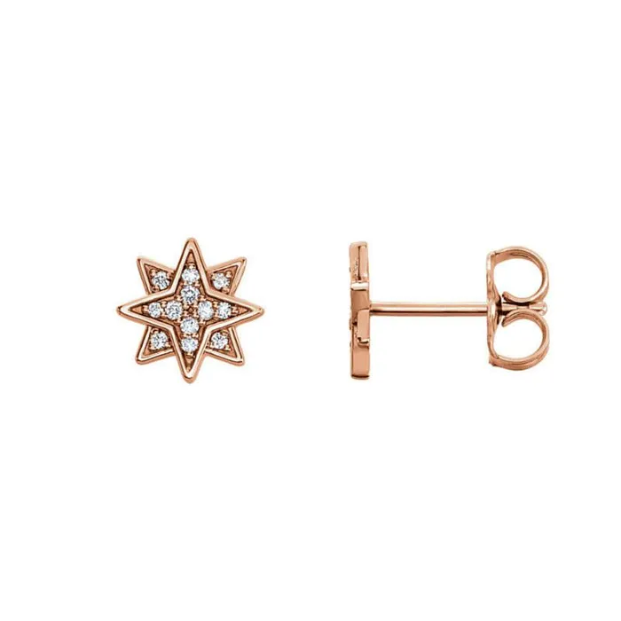 SAMPLE SALE Solid Gold Star Diamond Earrings Conflict free natural diamonds in a white gold cluster antique star earring design Anueva Jewelry Earrings