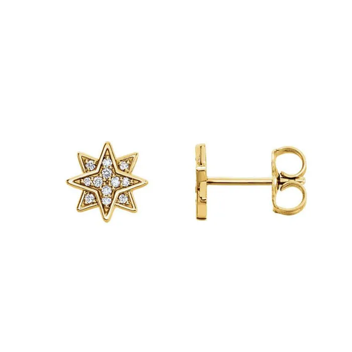 SAMPLE SALE Solid Gold Star Diamond Earrings Conflict free natural diamonds in a white gold cluster antique star earring design Anueva Jewelry Earrings
