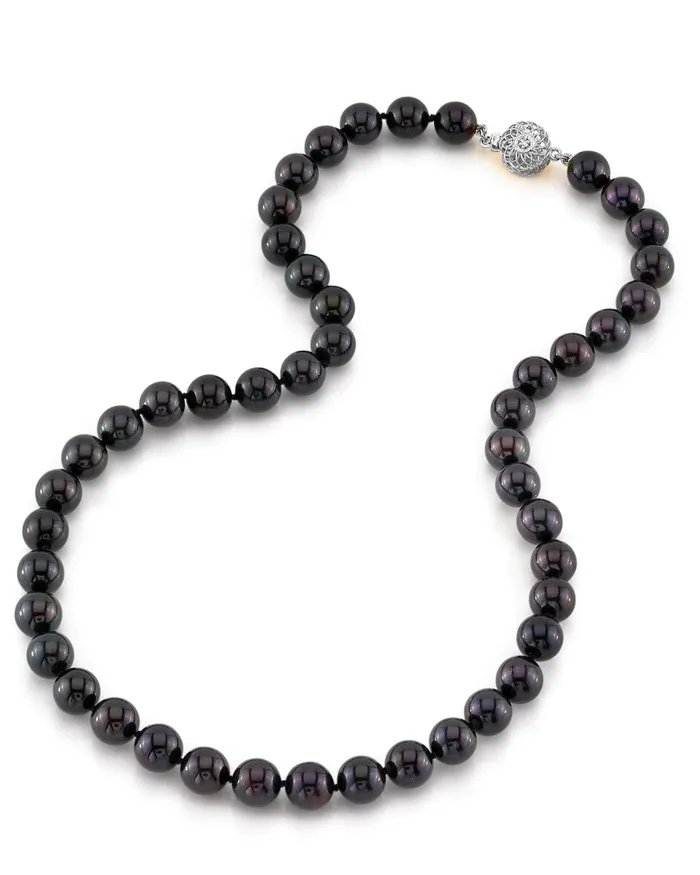 SPT Black Japanese Akoya Pearl Necklace 8590mm AAA Quality Necklaces