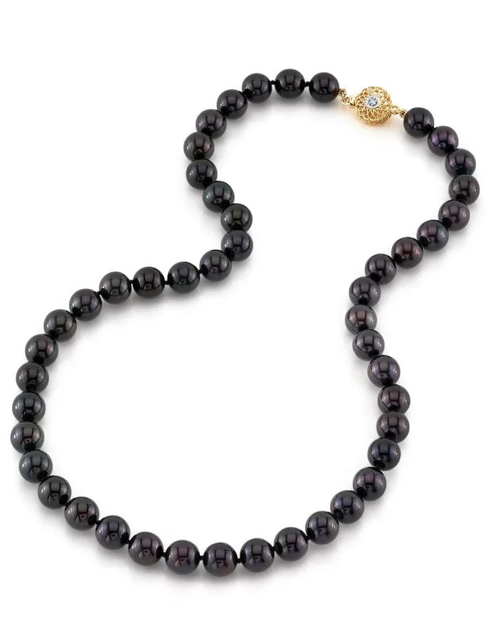 SPT Black Japanese Akoya Pearl Necklace 8590mm AAA Quality Necklaces