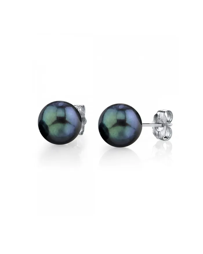 SPT Earrings 6065mm Black Akoya Round Pearl Stud Earrings