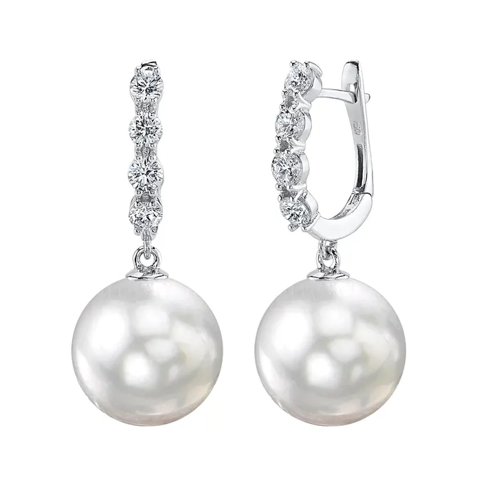 SPT Earrings White South Sea Pearl Diamond Artemis Earrings