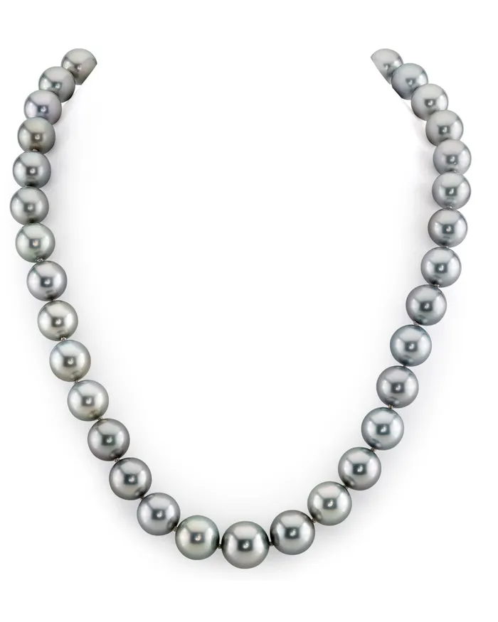 SPT Necklaces Bright Silver Tahitian True Round Pearl Necklace 100120mm AAAA Quality SPT Necklaces Bright Silver Tahitian True Round Pearl Necklace 100120mm AAAA Quality