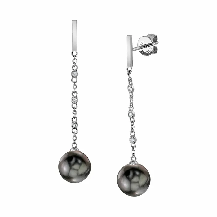 Tahitian South Sea Pearl Diamond Flicker Dangle Earrings SPT Earrings