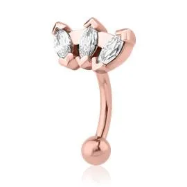 Tiara CZ Rose Gold Eyebrow Barbell Tulsa Body Jewelry Earrings