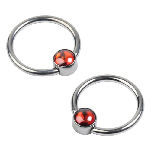Tulsa Body Jewelry 14g Titanium Captive Gemstone Disc Bead Ring Rings