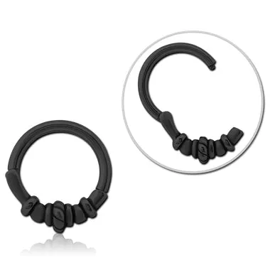 Tulsa Body Jewelry Bead Rope Black Hinged Segment Ring Rings