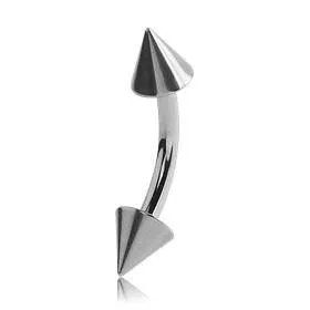 Tulsa Body Jewelry Bracelets 14g Spiked Stainless Curved Barbell