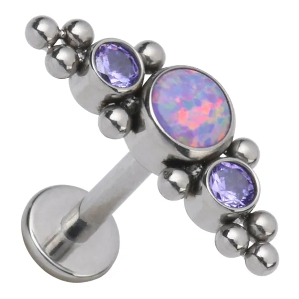 Tulsa Body Jewelry Charm Necklaces 16g Opal CZ Cluster Curve Titanium Labret