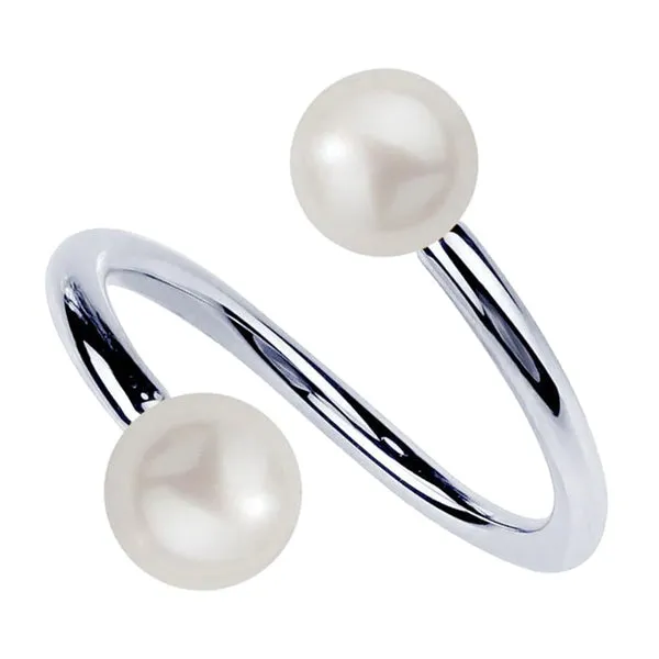 Tulsa Body Jewelry Earrings 16g Pearl Stainless Spiral Barbell