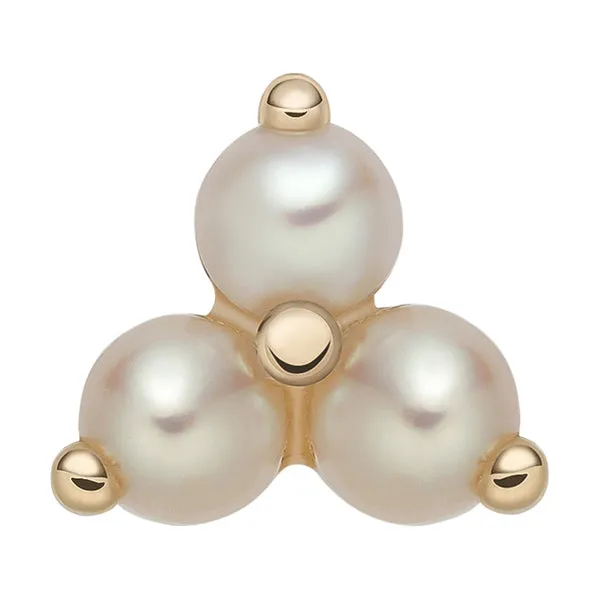 Tulsa Body Jewelry Earrings Trinity Pearl 14k Threadless End
