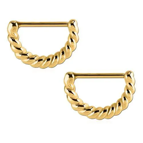 Tulsa Body Jewelry PreStyled Sets Twisted Gold Nipple Clickers