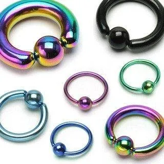 Tulsa Body Jewelry Rings 12g PVD Coated Captive Bead Ring
