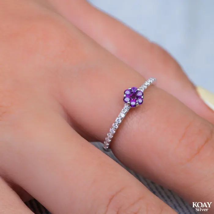 Zircon 097 Purple Ring KOAY Silver Store Rings
