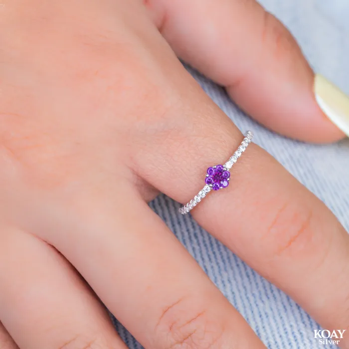 Zircon 097 Purple Ring KOAY Silver Store Rings