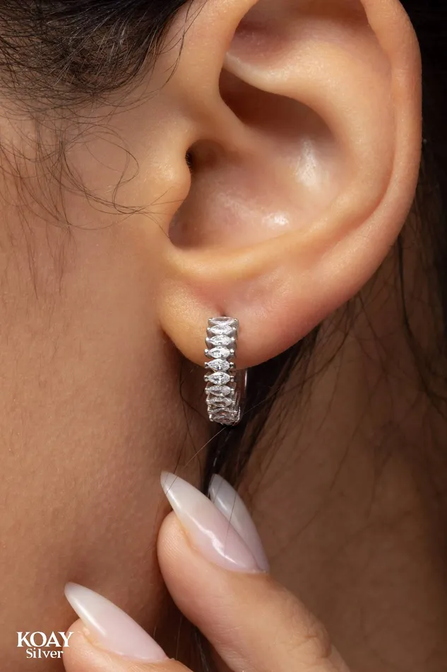 Zircon Hoop 07 KOAY Silver Store Earrings Zircon Hoop 07 KOAY Silver Store Earrings