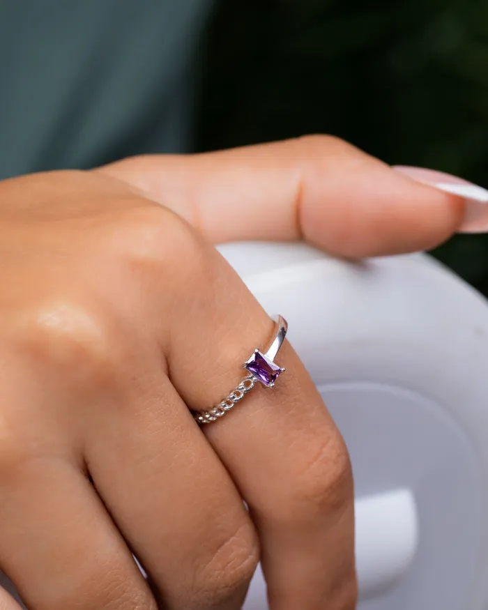 Zircon Ring 091 Purple KOAY Silver Store Rings