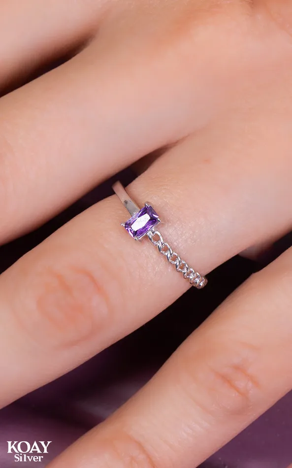 Zircon Ring 091 Purple KOAY Silver Store Rings Zircon Ring 091 Purple KOAY Silver Store Rings