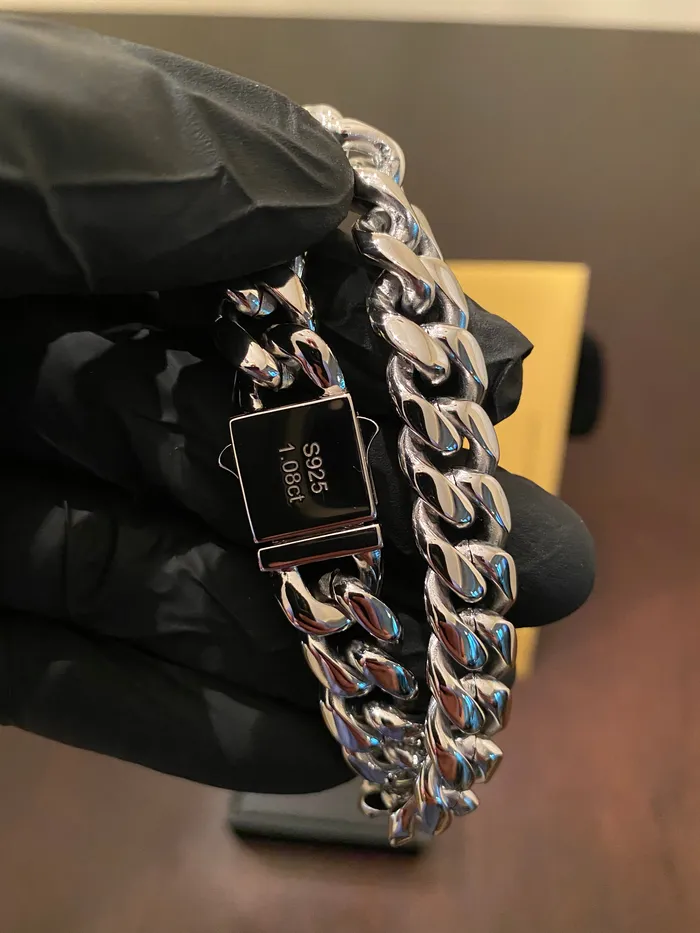 12mm Hybrid Miami Cuban Link Bracelet 925 SilverWhite Gold DripGawd Jewelry Bracelets