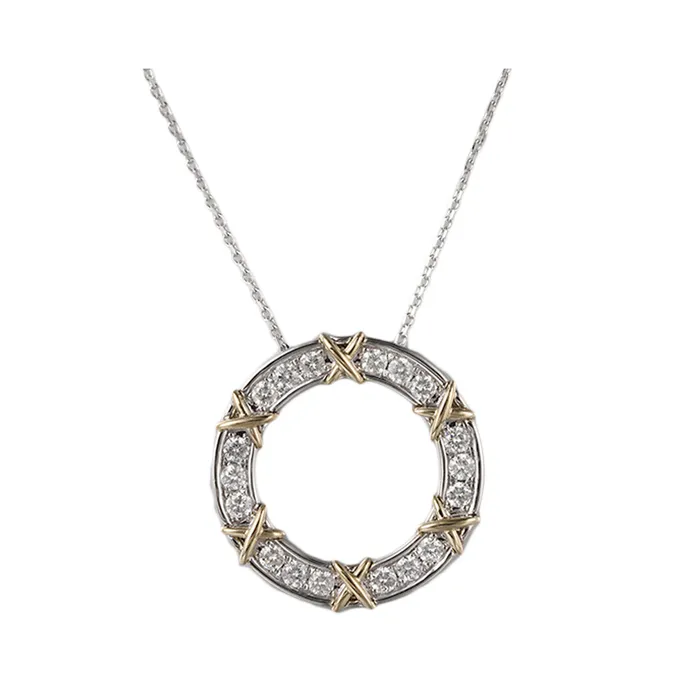 14Kt White Yellow Gold Diamond 12Ctw Necklace Gems One Necklaces