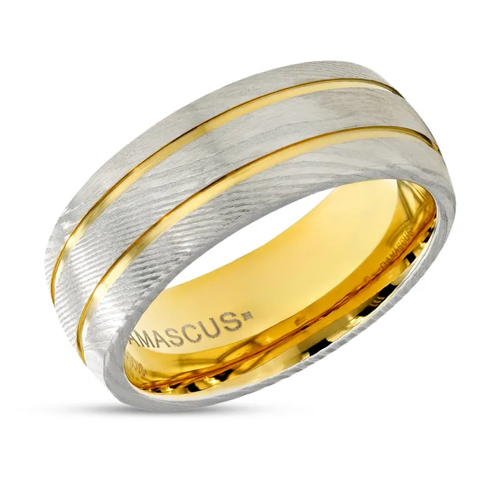 8mm Yellow Gold Damascus Steel Wedding Ring Silver Damascus Steel Ring Damascus Ring Clean Casting Jewelry Rings 8mm Yellow Gold Damascus Steel Wedding Ring Silver Damascus Steel Ring Damascus Ring Clean Casting Jewelry Rings