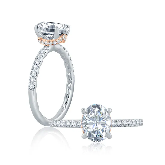 AJAFFE Classics Oval Diamond Engagement Ring Setting 029 ctw International Diamond Center Rings