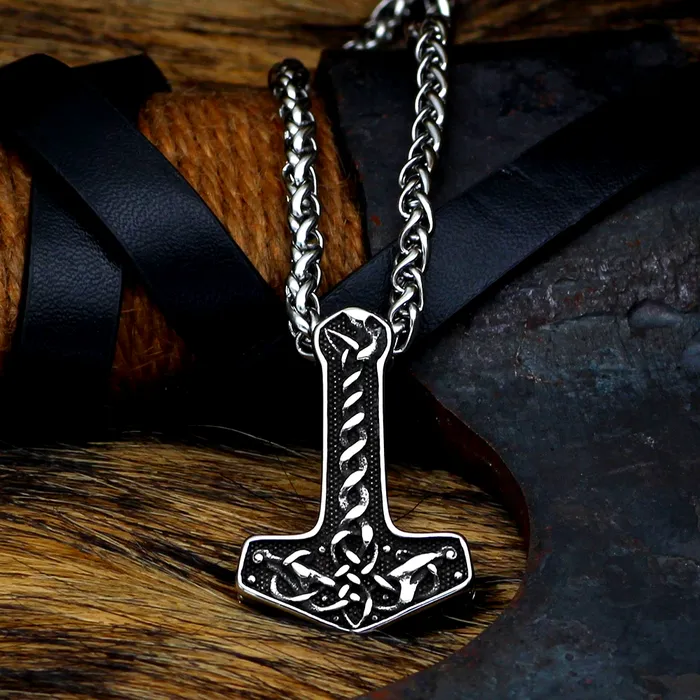 AE Necklaces Thors Hammer Necklace Celtic Pattern