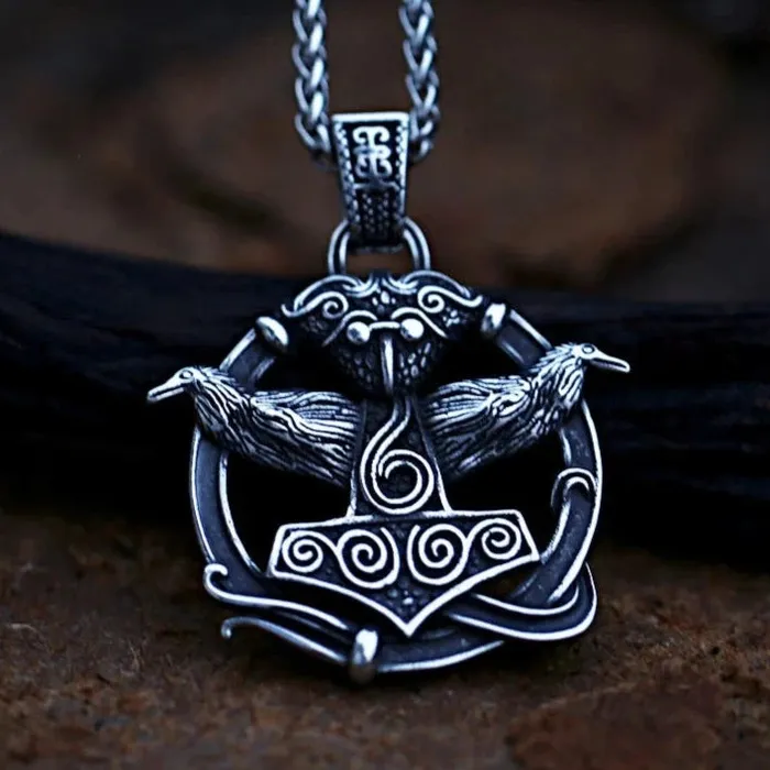 AE Necklaces Thors Hammer Necklace Hugin Munin