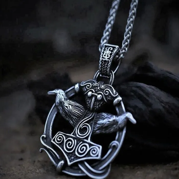 AE Necklaces Thors Hammer Necklace Hugin Munin