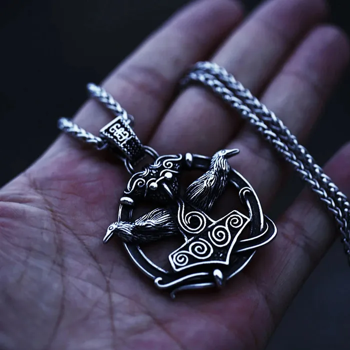 AE Necklaces Thors Hammer Necklace Hugin Munin