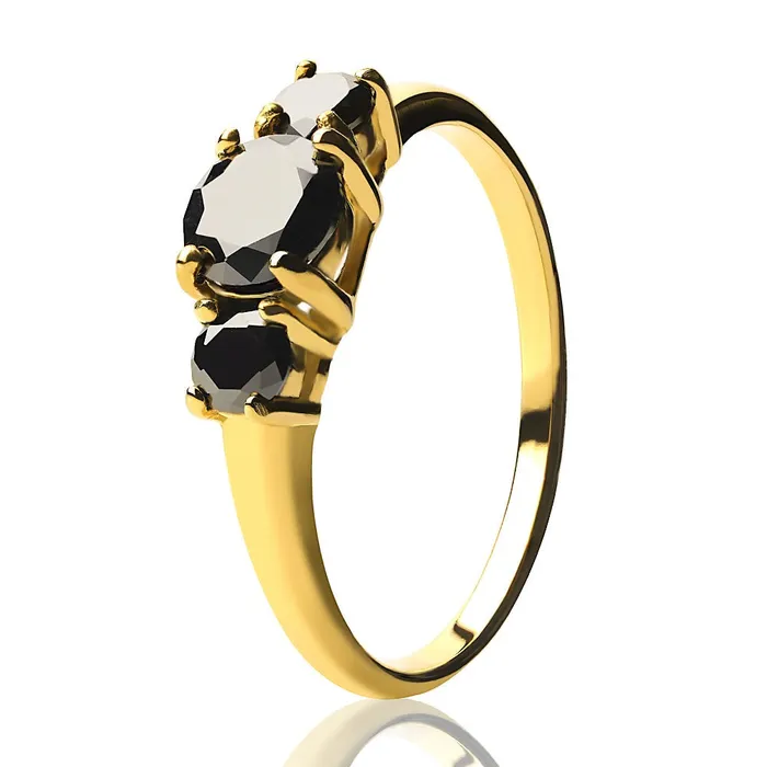 Black Diamond Wedding Ring Solitaire Wedding Ring Yellow Gold Ring Solitaire Ring Clean Casting Jewelry Rings