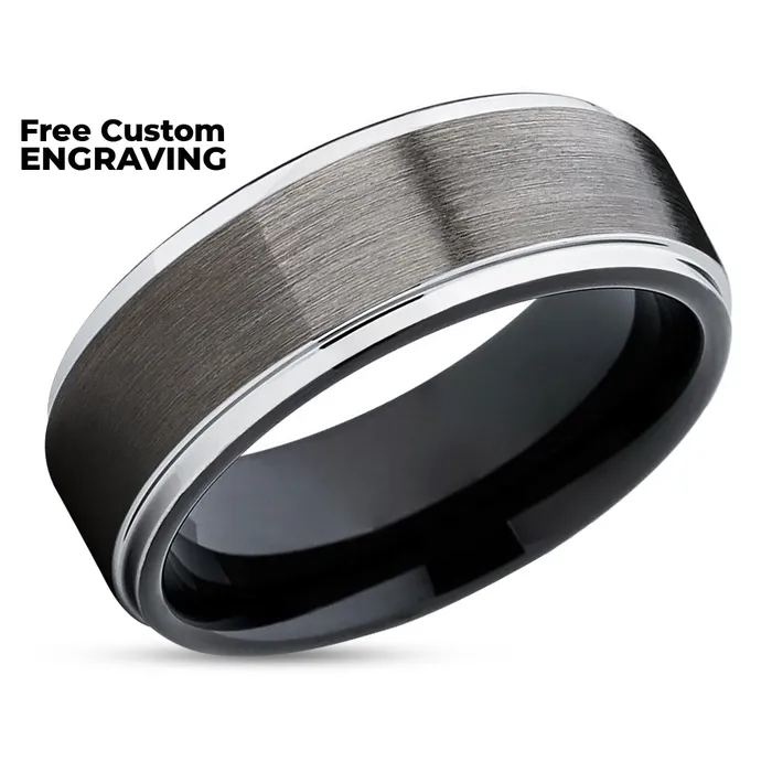 Black Tungsten Wedding Band Gunmetal Tungsten Ring Black Tungsten Gunmetal Clean Casting Jewelry Rings