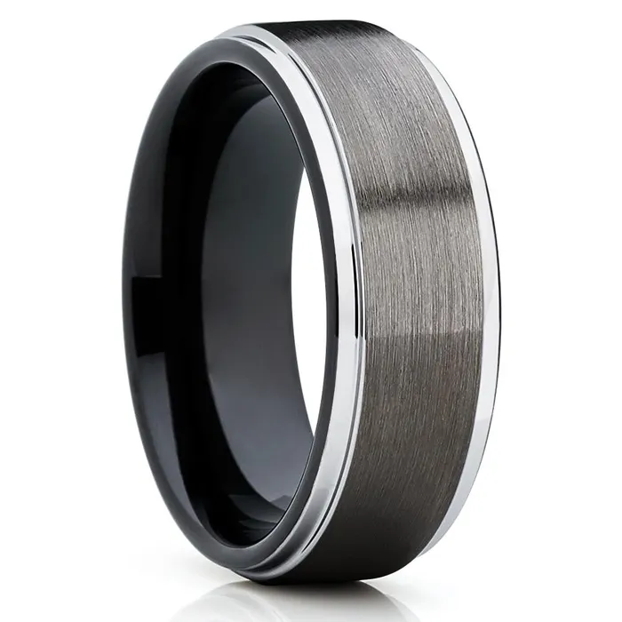 Black Tungsten Wedding Band Gunmetal Tungsten Ring Black Tungsten Gunmetal Clean Casting Jewelry Rings