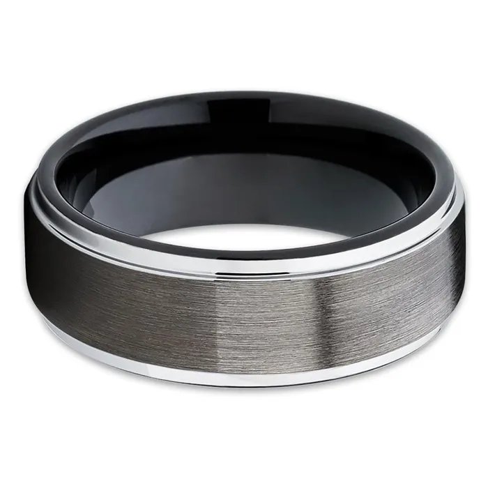 Black Tungsten Wedding Band Gunmetal Tungsten Ring Black Tungsten Gunmetal Clean Casting Jewelry Rings
