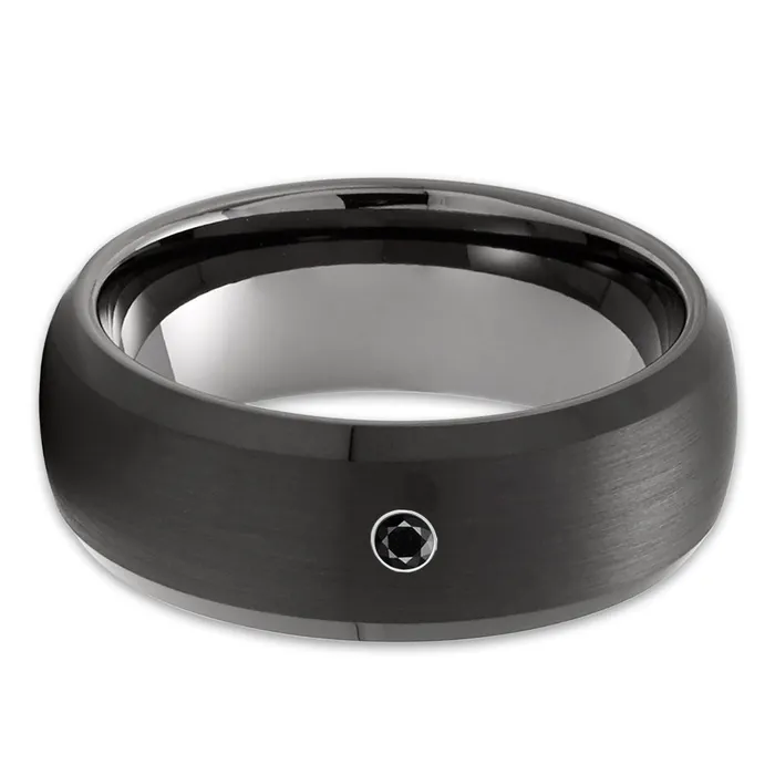 Black Tungsten Wedding Ring Gunmetal Wedding Ring Black Diamond Wedding Ring Black Ring Clean Casting Jewelry Rings