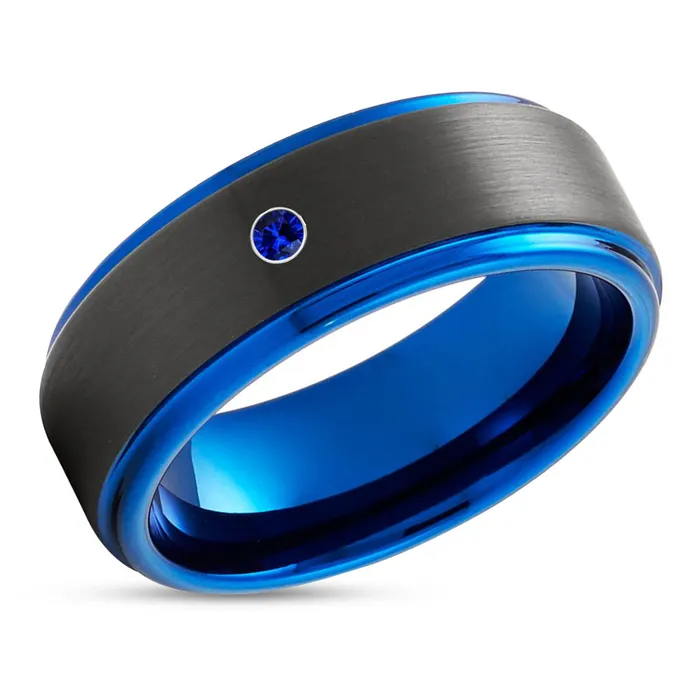 Black Wedding Ring Blue Wedding Ring Tungsten Wedding Ring Blue Sapphire Ring Clean Casting Jewelry Rings Black Wedding Ring Blue Wedding Ring Tungsten Wedding Ring Blue Sapphire Ring Clean Casting Jewelry Rings
